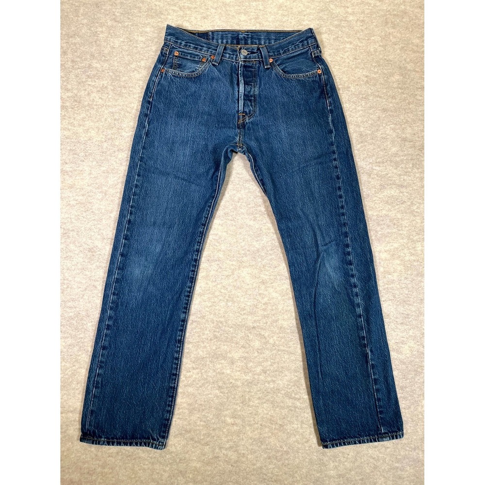 Levi's 501 Jeans Mens 29x30 Blue Denim‎ Cotton 5-Pockets Straight Leg Mid Rise